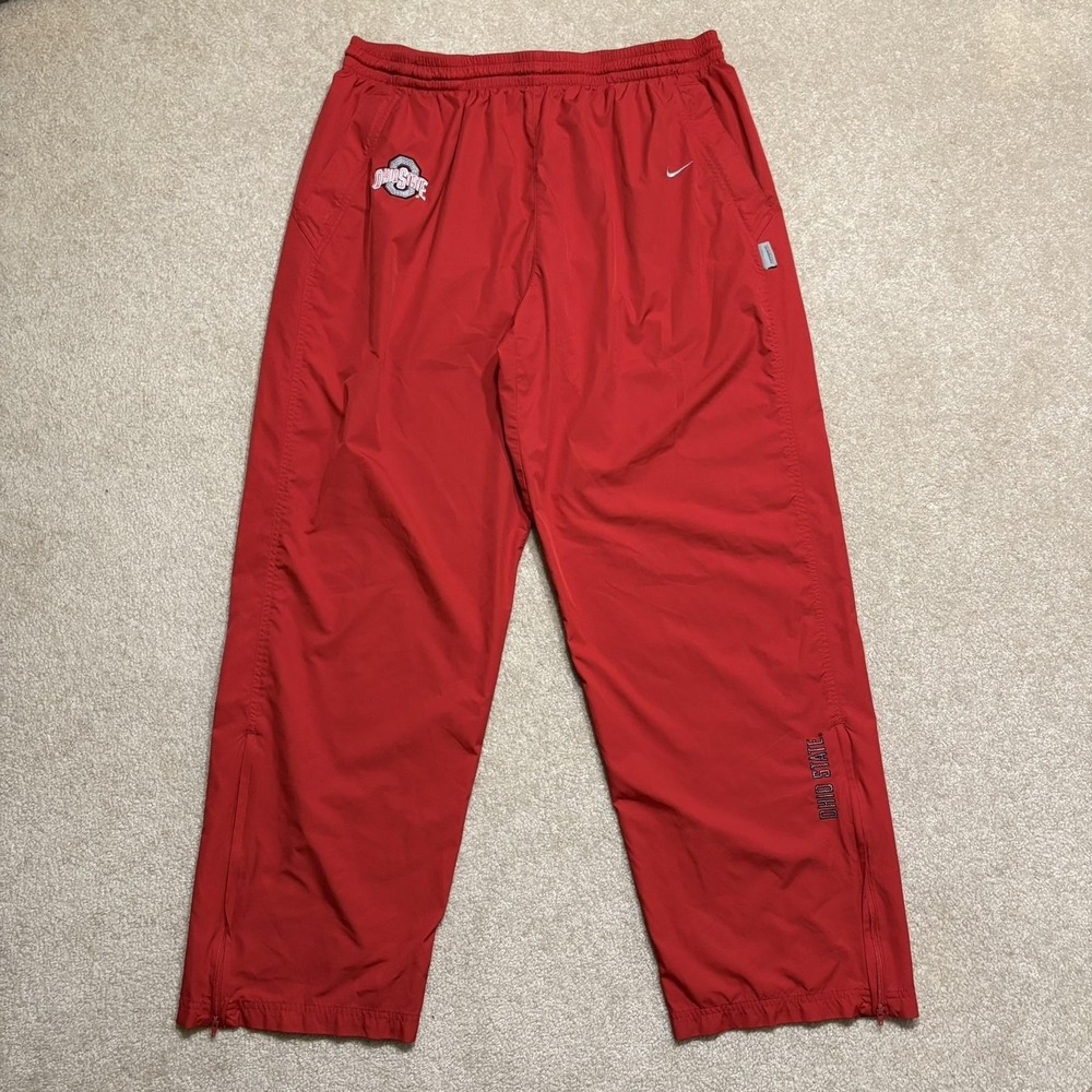 Nike Ohio State Buckeyes Track Pants Mens 2XL Red Fit Warm Up Vtg Y2K Athletic